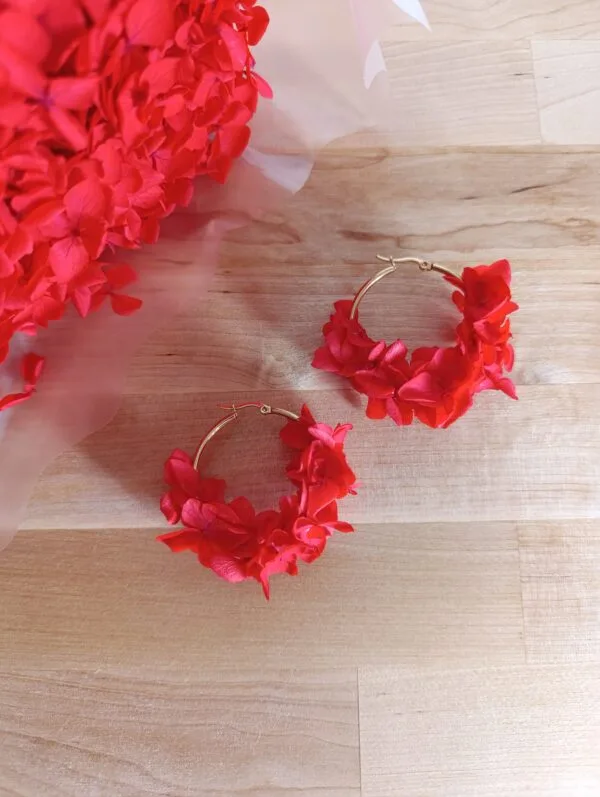 Boucles d'oreilles - Hortensia rouge – Image 2
