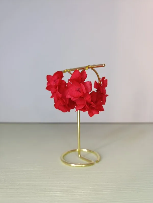 Boucles d'oreilles - Hortensia rouge