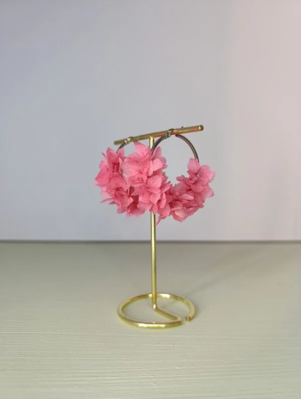 Boucles d'oreilles - Hortensia rose