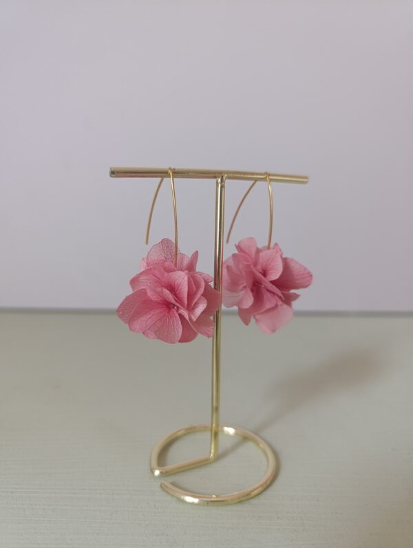 Boucles d'oreilles pendantes - Hortensia rose