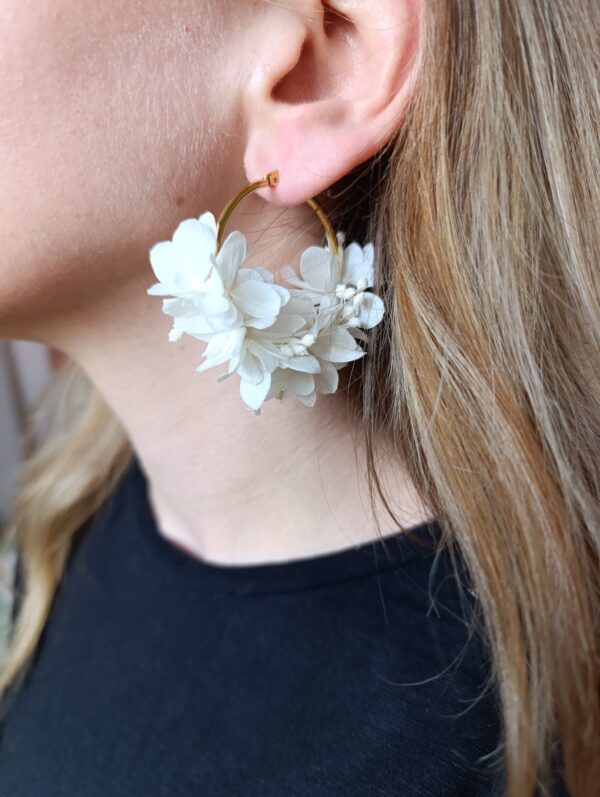 Boucles d'oreilles - Hortensia blanc – Image 2