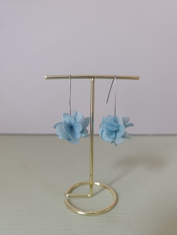 Boucles d'oreilles pendantes - Hortensia bleu