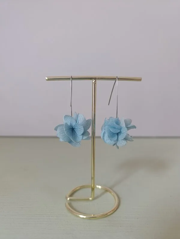 Boucles d'oreilles pendantes - Hortensia bleu
