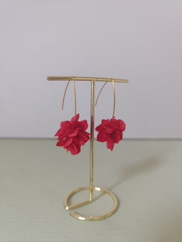 Boucles d'oreilles pendantes - Hortensia rouge